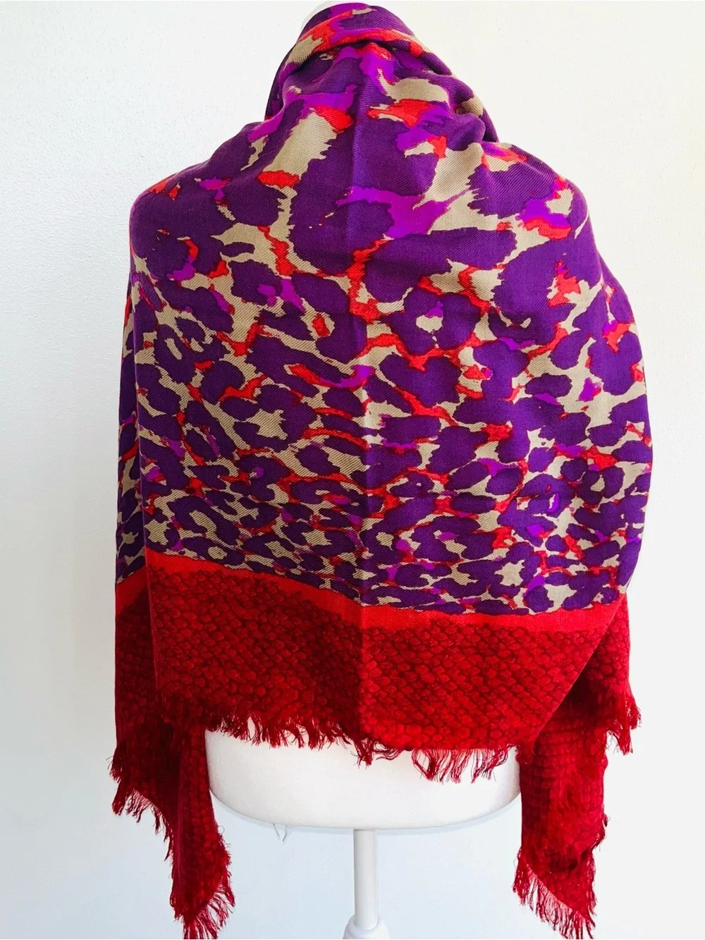 Coach Ocelot Animal Print Square Shawl Scarf NWT Accessory Purple Red 52”X 52”